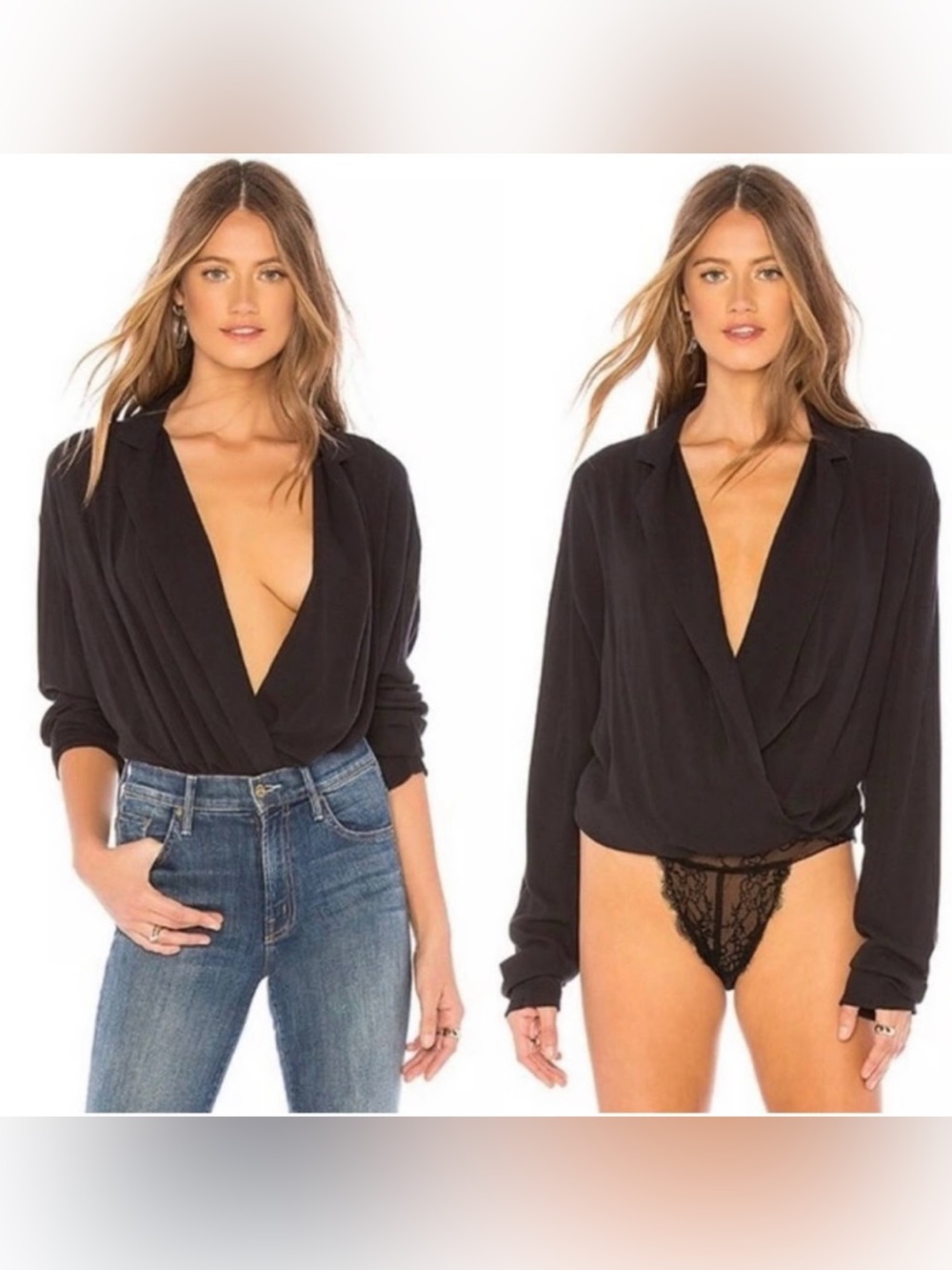 Free People Intimately Elsa Bodysuit Black Small EUC Lace Boho